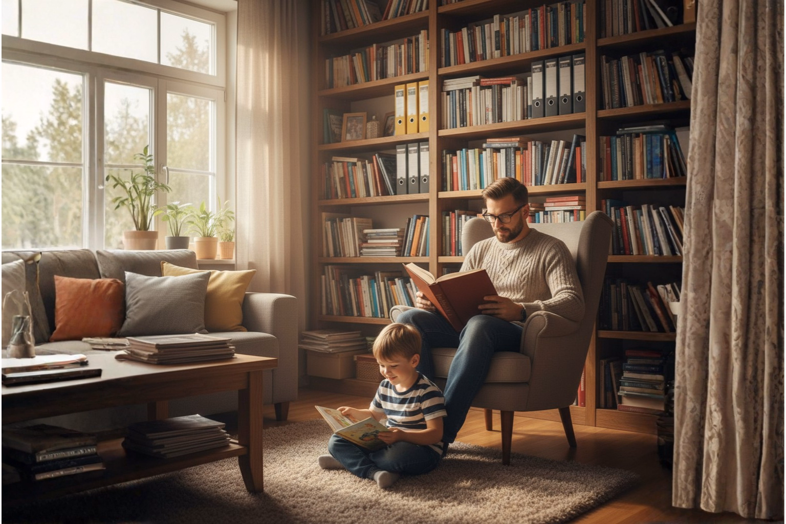 Mae lendo com crianca